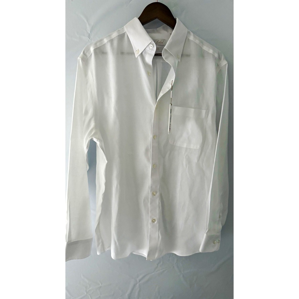 Gold Label Roundtree & Yorke Non-Iron Linen Dress Shirt White M 32/33